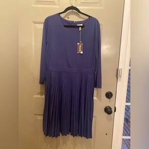 Womens royal blue pleated dress